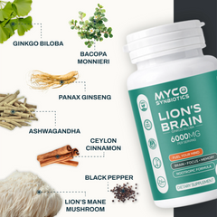 Lion's Mane Capsules with Bacopa, Ginkgo Biloba, Panax Ginseng and Ashwagandha