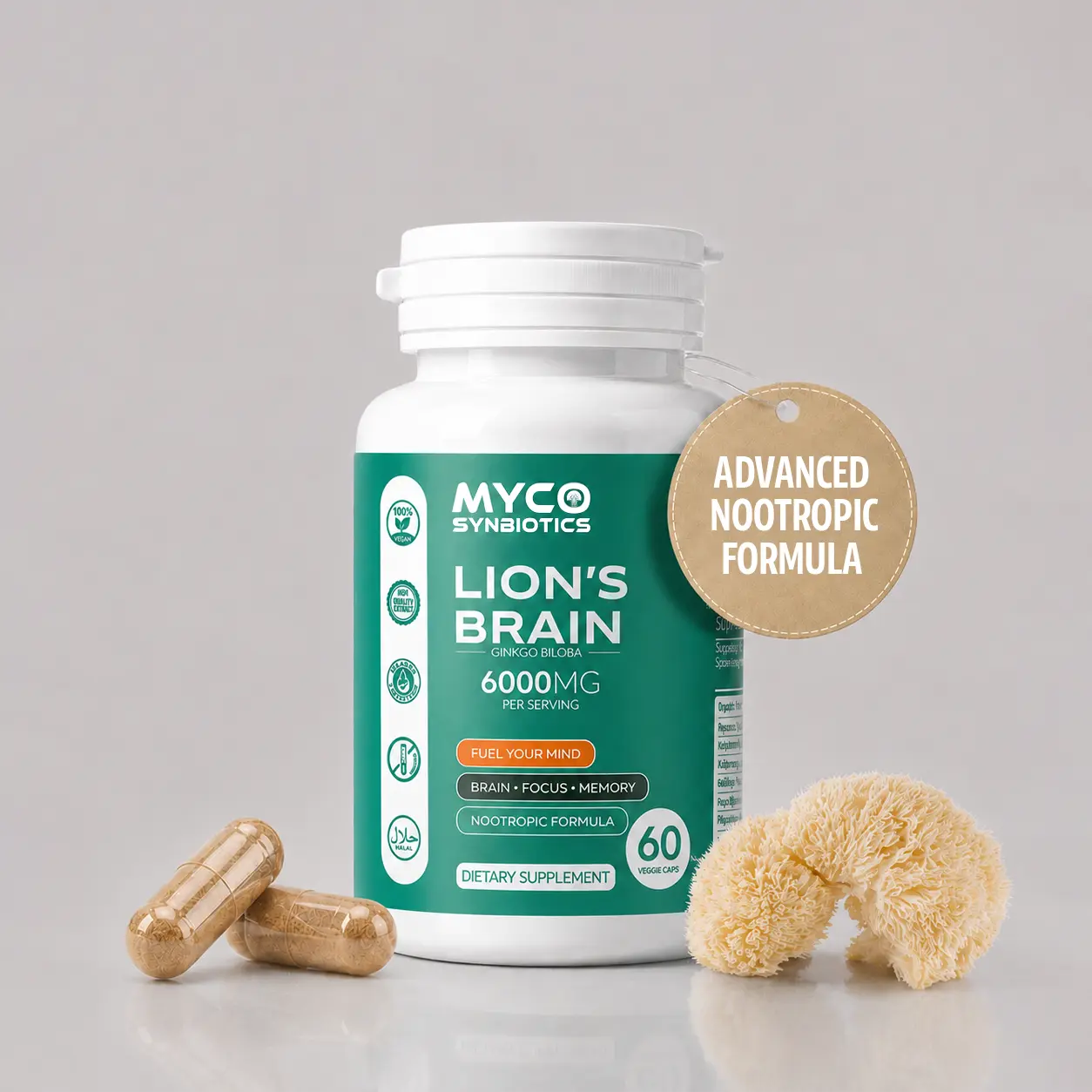 Lion's Mane Capsules | Advanced Nootropic for Memory, Focus & Brain Health