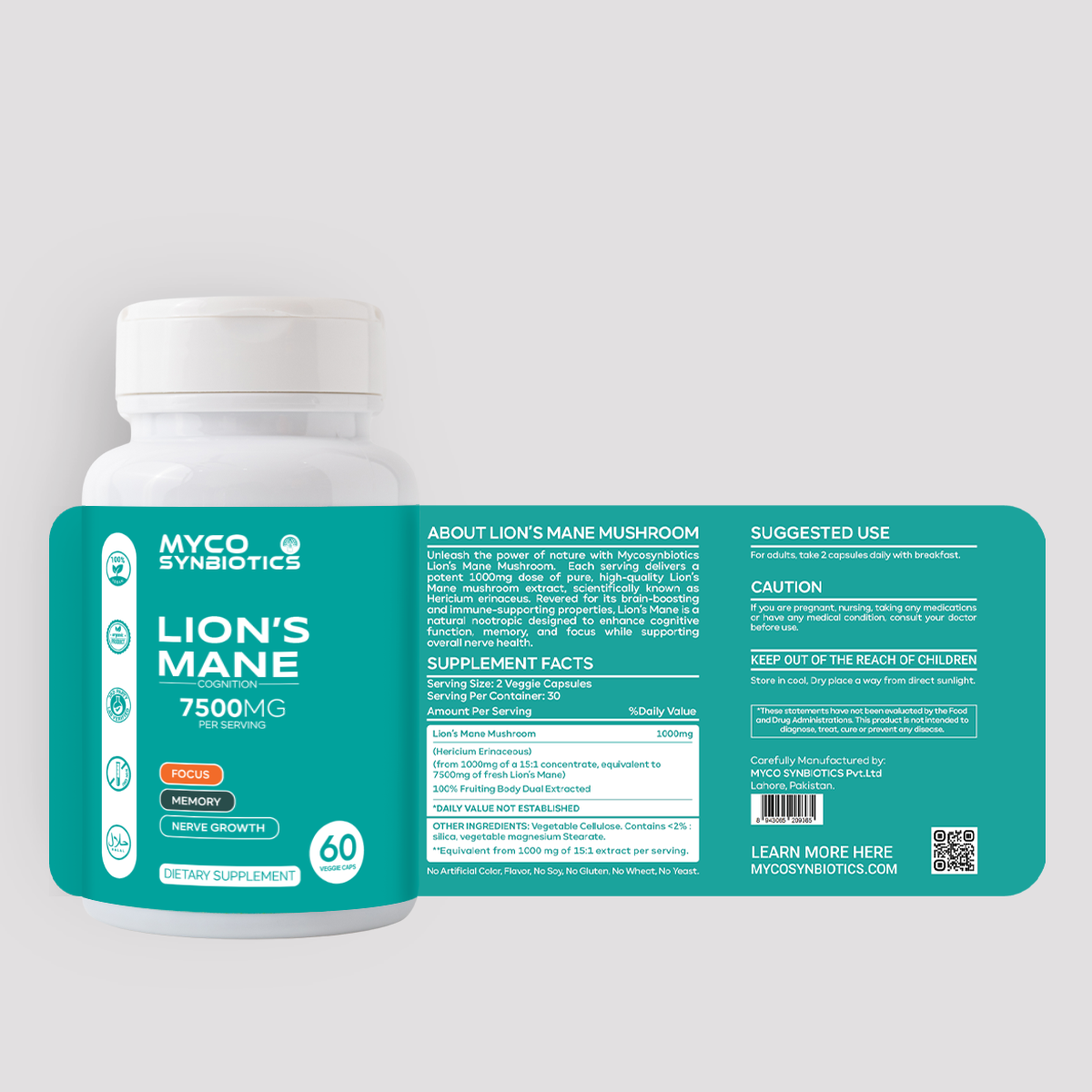 Lion's Mane Mushroom Capsules – Organic Brain-Health Supplement