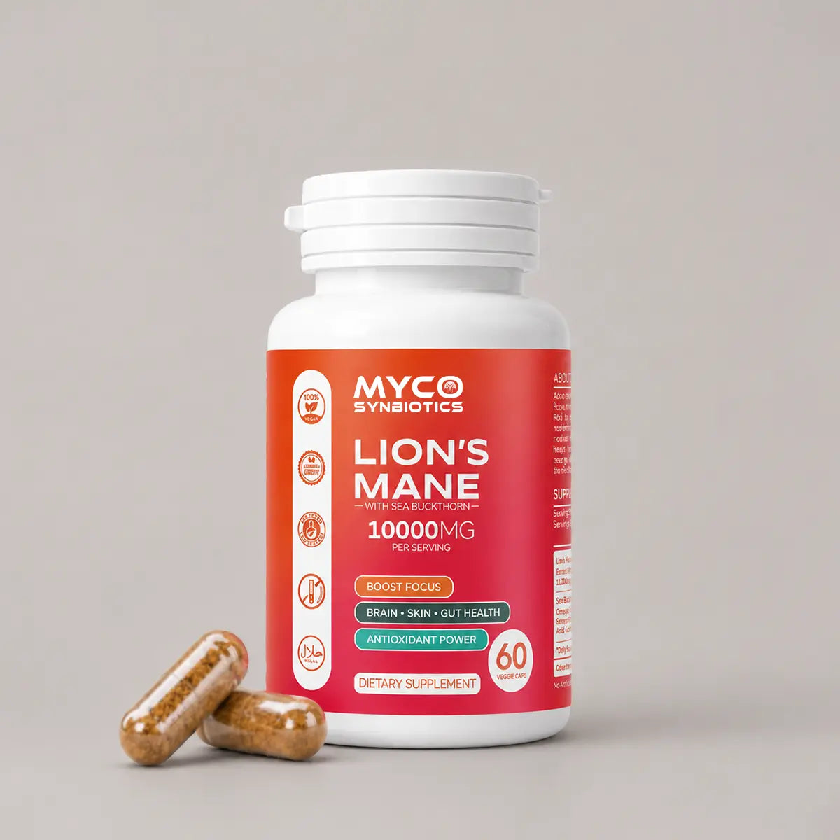 Organic Lion’s Mane with Sea Buckthorn Brain Health & Wellness Supplement