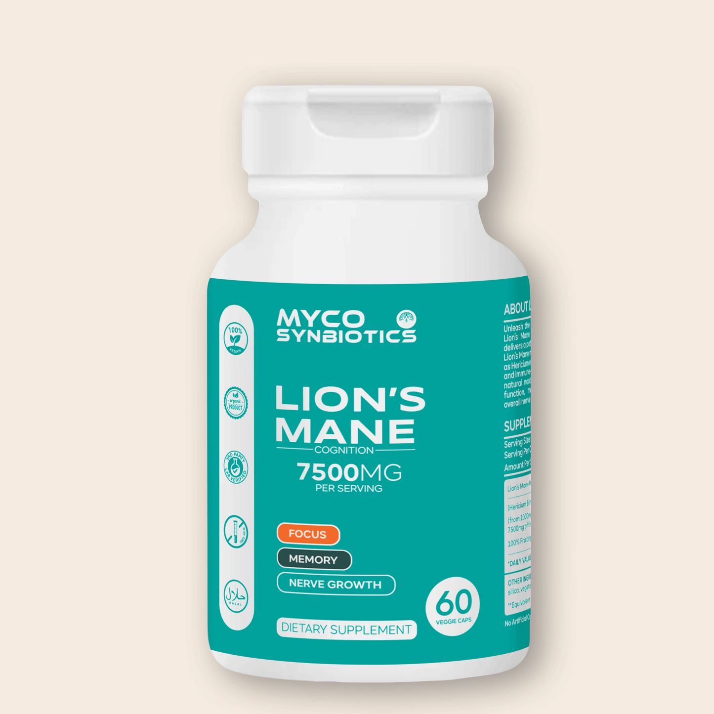 Lion's Mane Mushroom Capsules – Organic, Vegan-Friendly Brain-Health Supplement