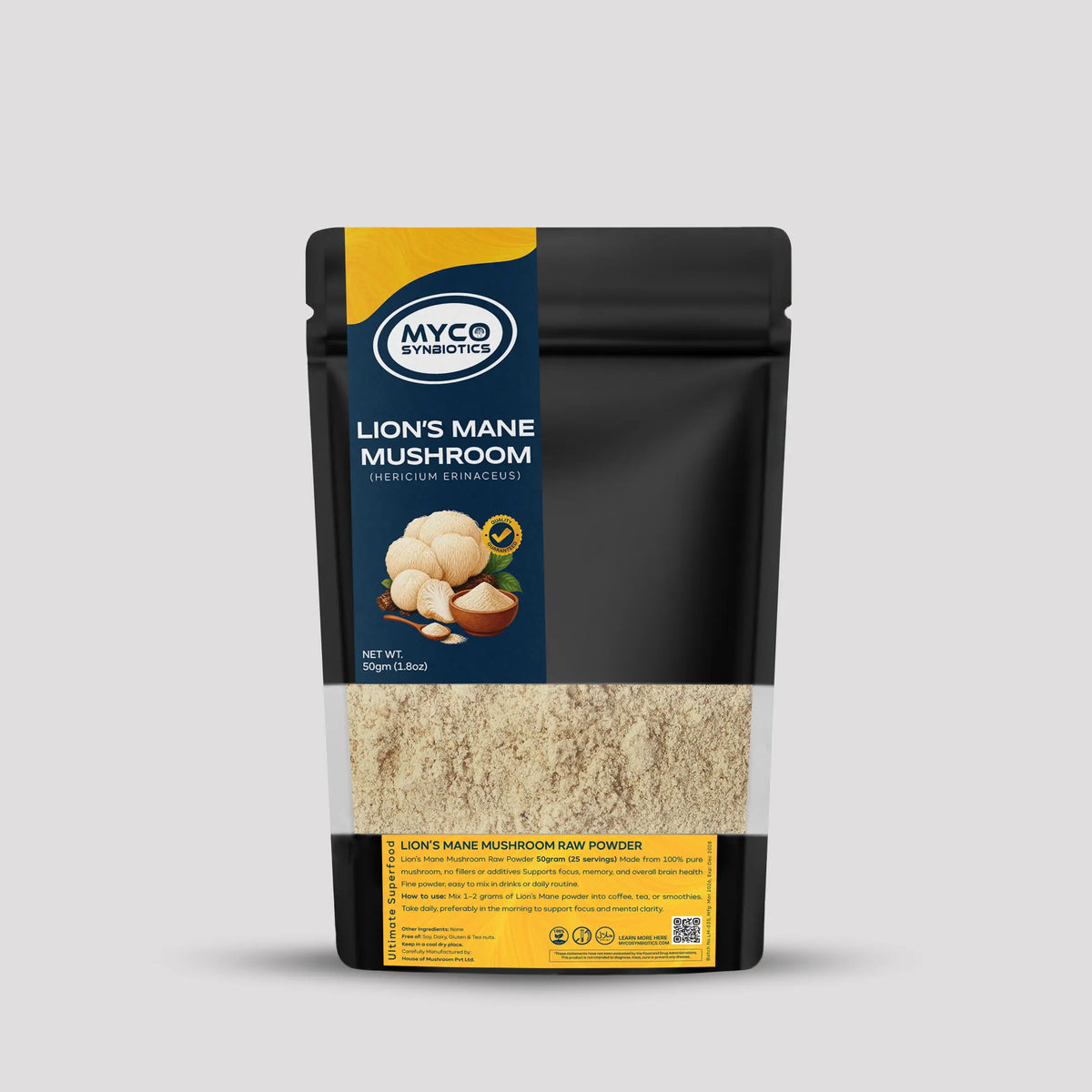 Lion’s Mane Mushroom Raw Powder | Hericium Erinaceus Pom Pom Mushroom
