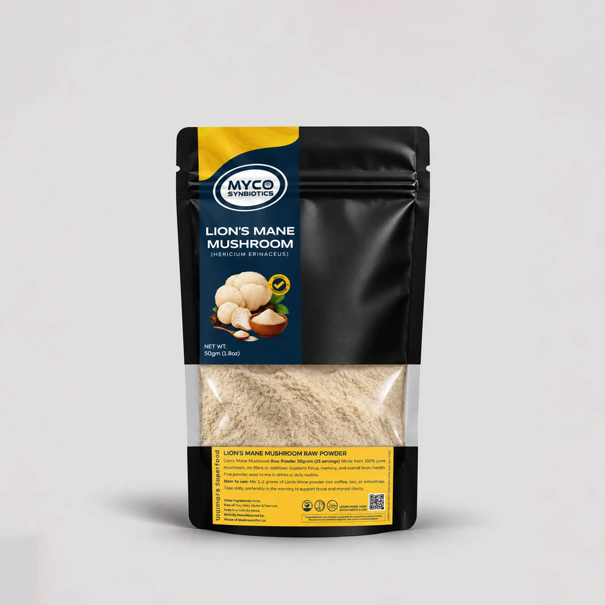 Lion’s Mane Mushroom Raw Powder | Hericium Erinaceus Pom Pom Mushroom