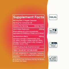 Lion’s Mane with Sea Buckthorn – Organic Brain-Health & Wellness Supplement