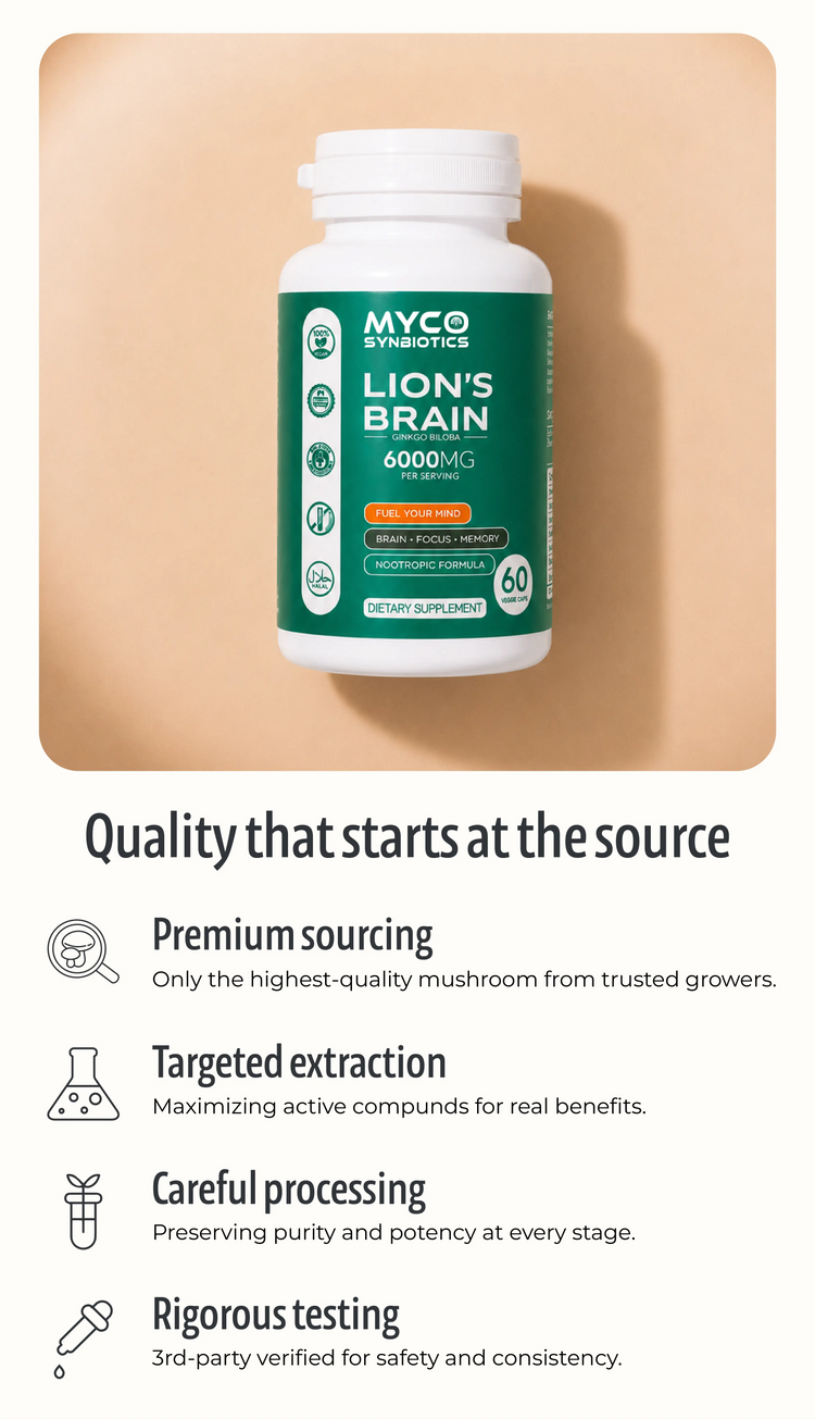 Lion's Mane Brain Support Capsules for Memory Focus and Cognitive Performance