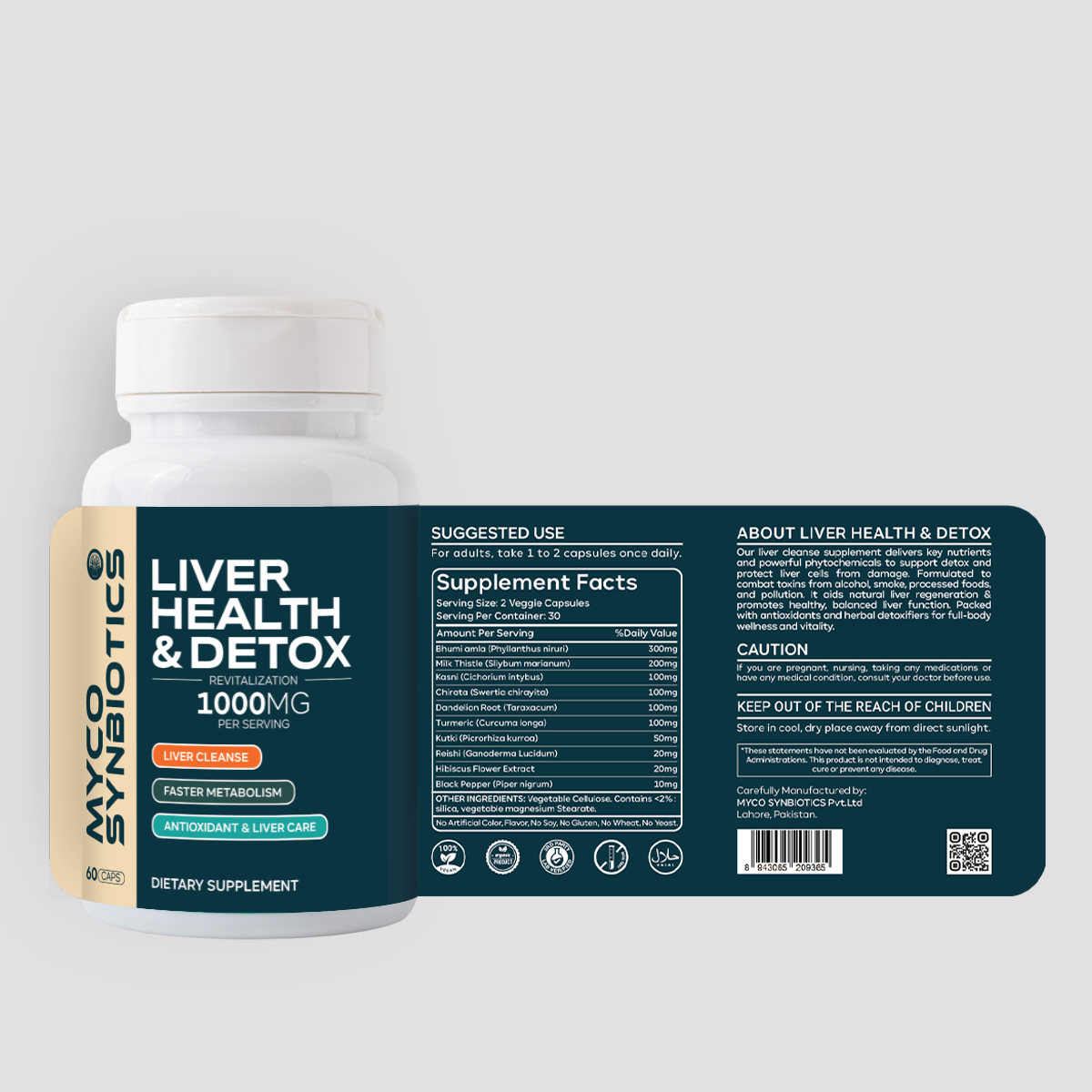 Liver Health & Detox Capsules | Bhumi Amla, Dandelion, Kasni, Chirayita and Milk Thistle Extract, 60 Veggie Caps, Liver Health Supplement