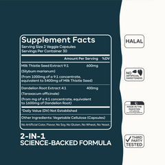 Milk Thistle & Dandelion Root Capsules | Organic Herbal Liver Health Supplement