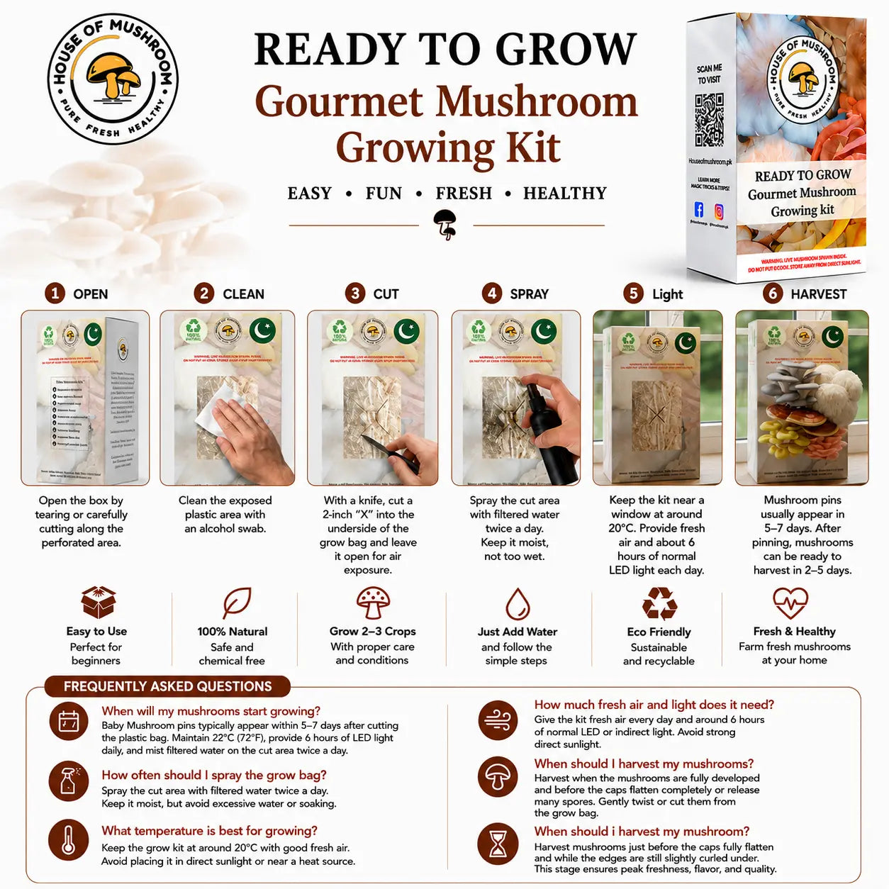 Ready-to-Fruit Mushroom Grow instruction
