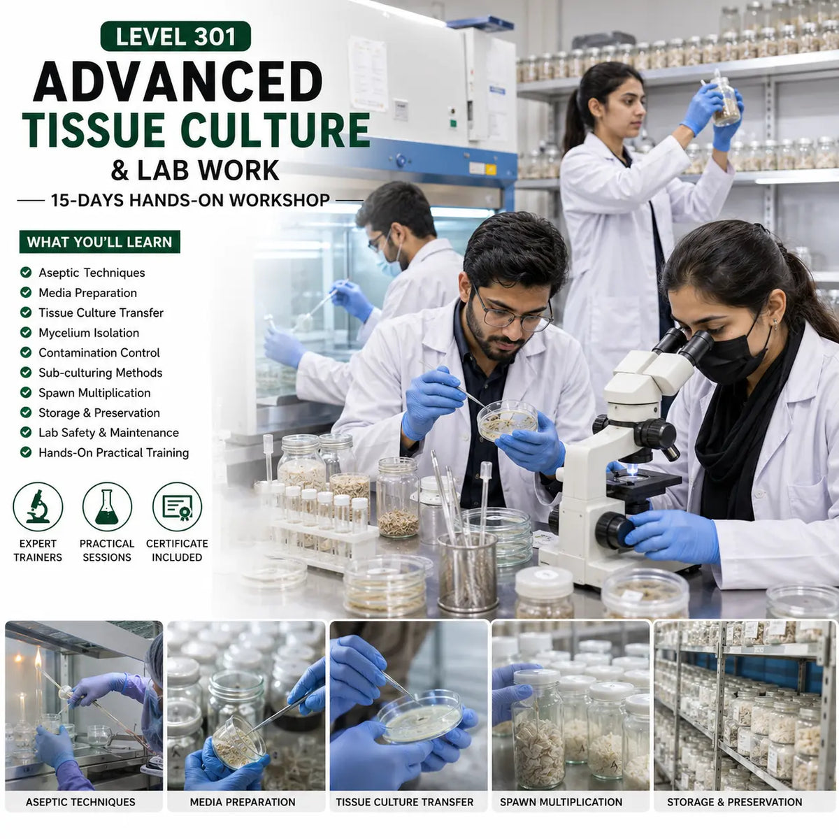 Level 301: Advanced – Tissue Culture & Lab Work – 14 Days Workshop