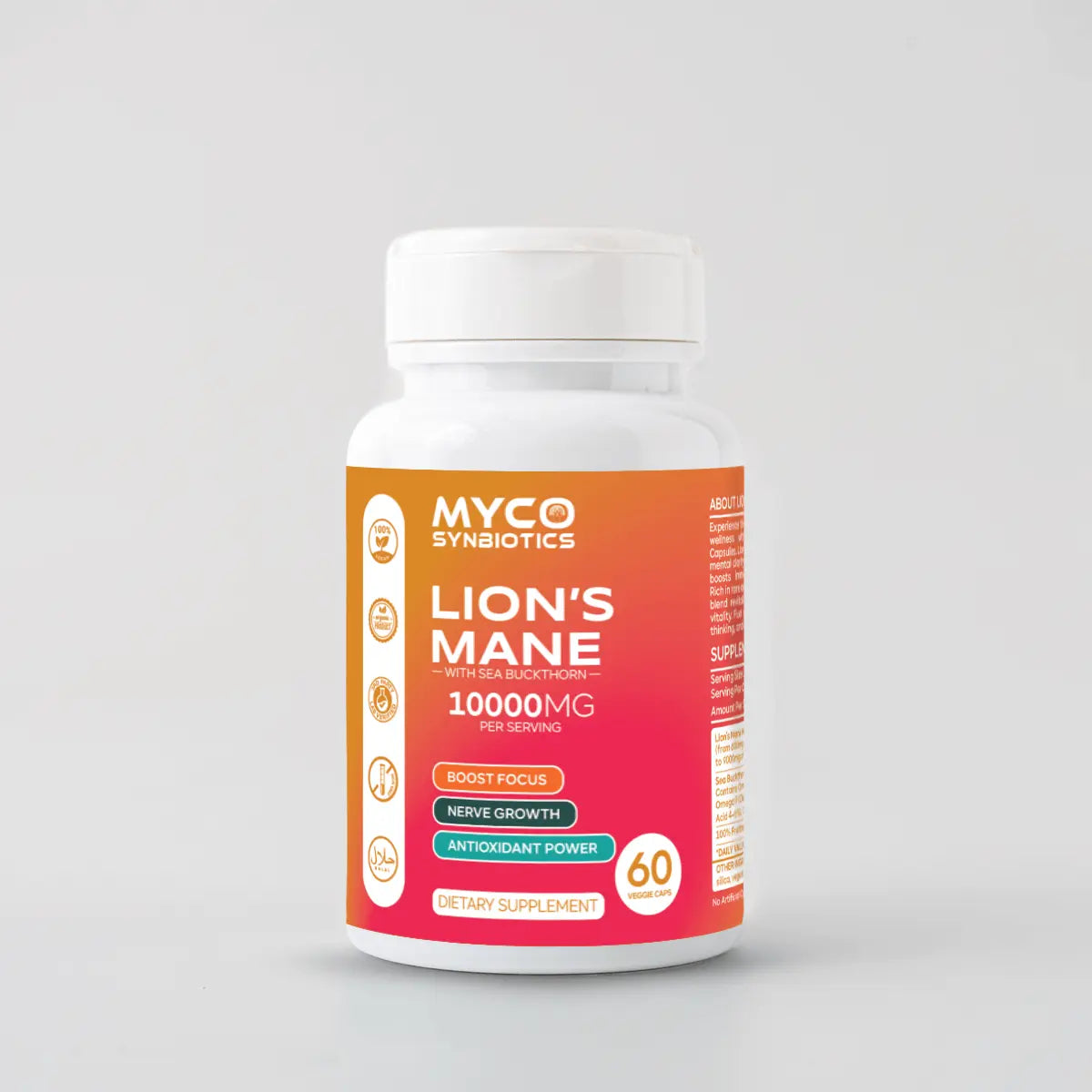 Lion’s Mane with Sea Buckthorn – Organic Brain-Health & Wellness Supplement