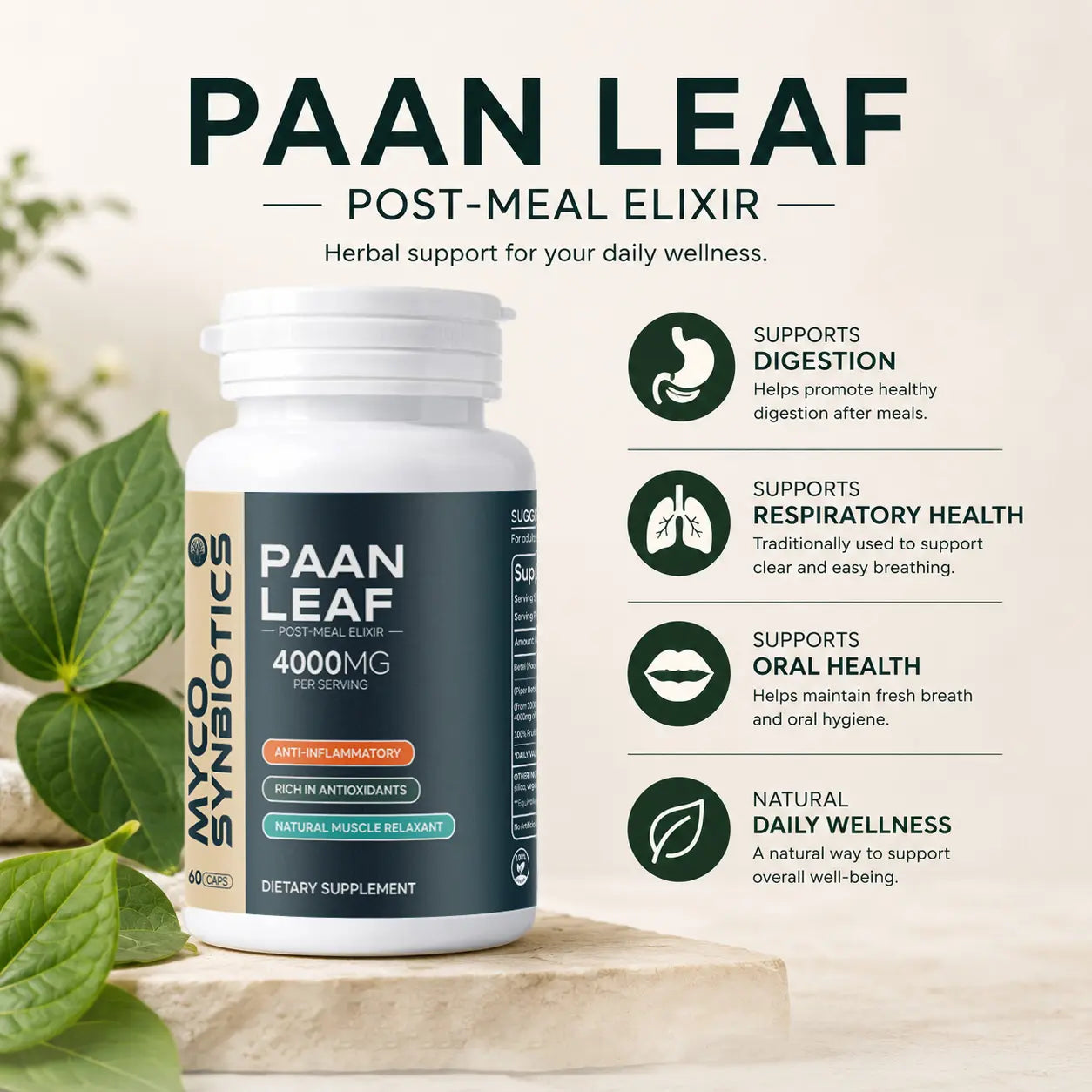 Paan Leaf Capsules – Herbal Support for Gut, Skin, Lungs & Oral Health