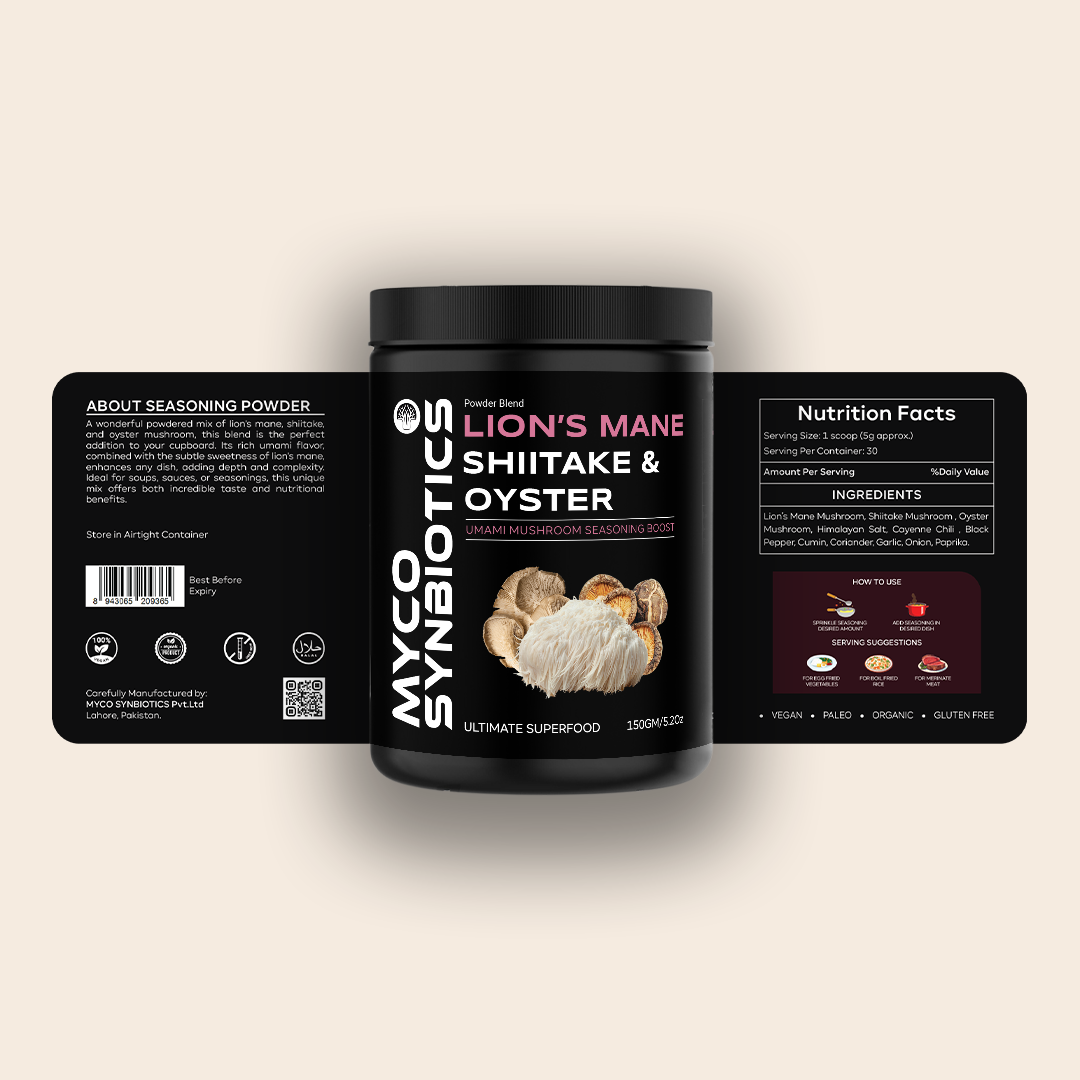 Lion's Mane, Shiitake & Oyster Umami Mushroom Seasoning Powder Blend 150gm