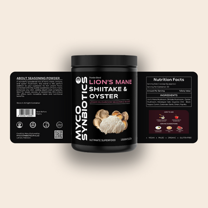 Lion's Mane, Shiitake & Oyster Umami Mushroom Seasoning Powder Blend 150gm