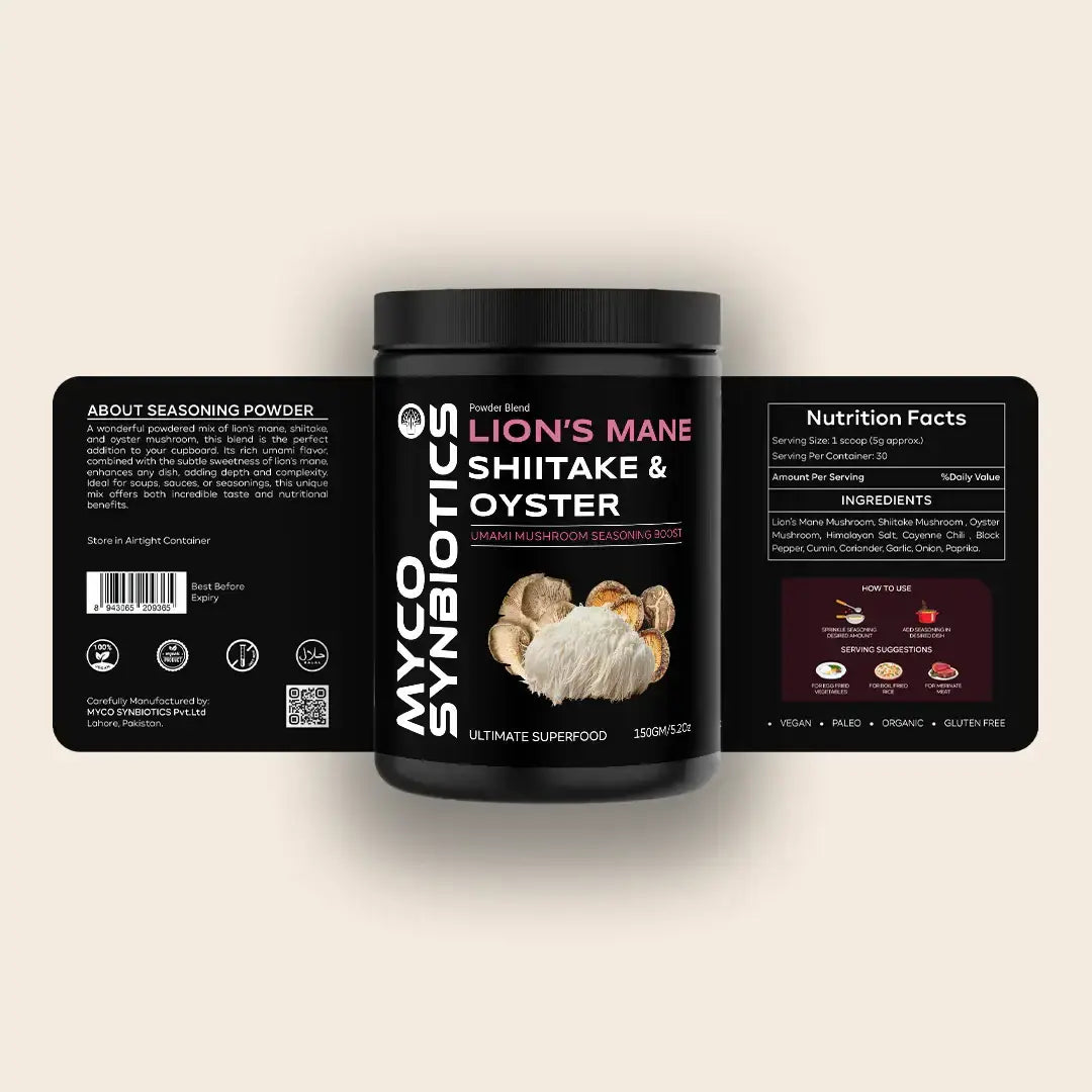Lion's Mane, Shiitake & Oyster Mushroom Seasoning Powder Blend – 150g