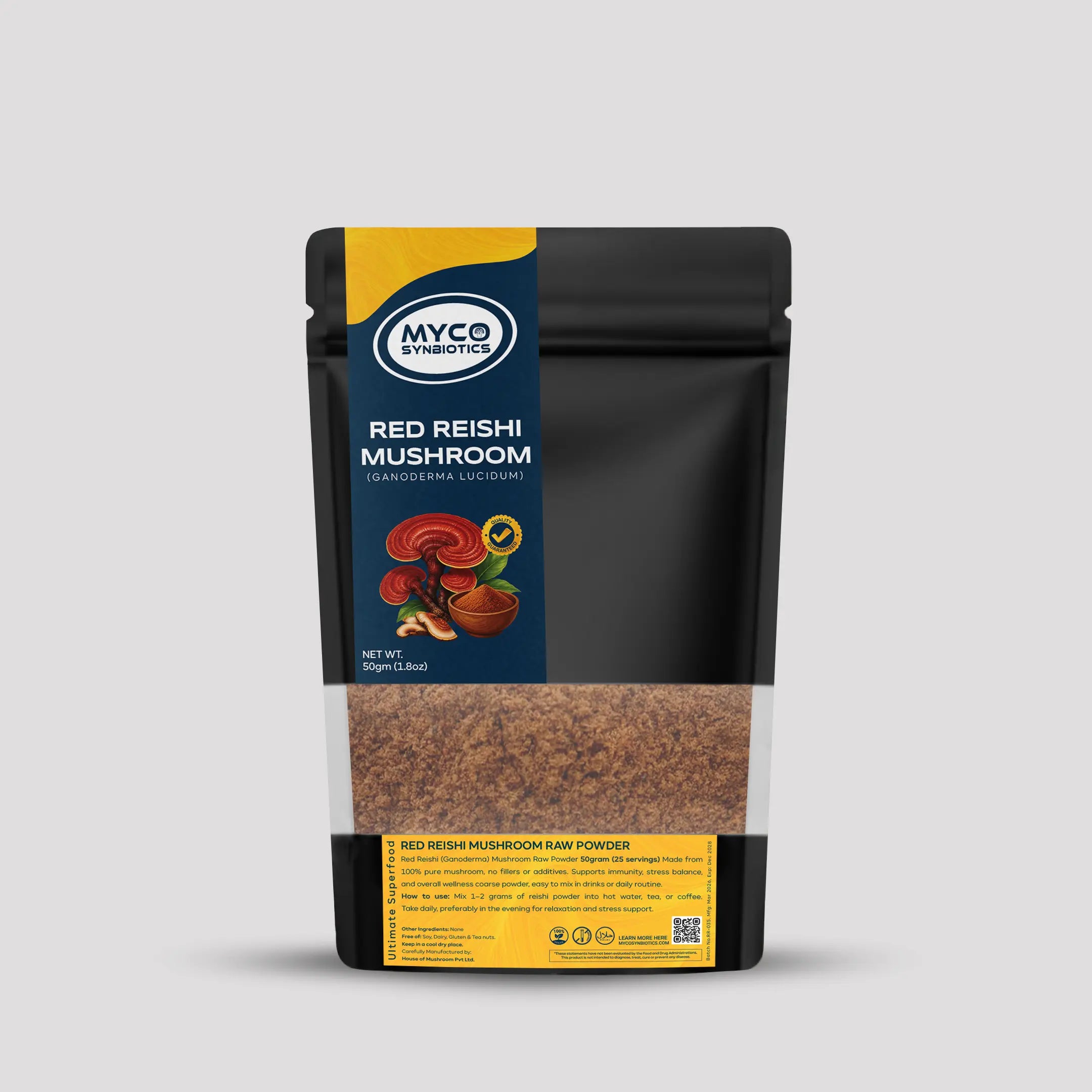 Red Reishi Mushroom Raw Powder Bulk | Ganoderma Lucidum Pure Lingzi Mushroom King of Herbs