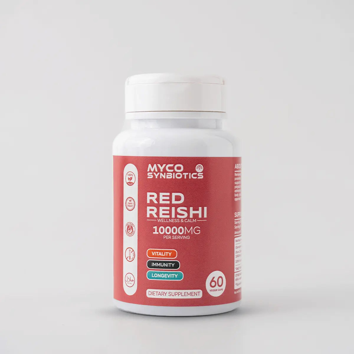 Red Reishi Mushroom Capsules - Organic, Vegan, High Potency Supplement