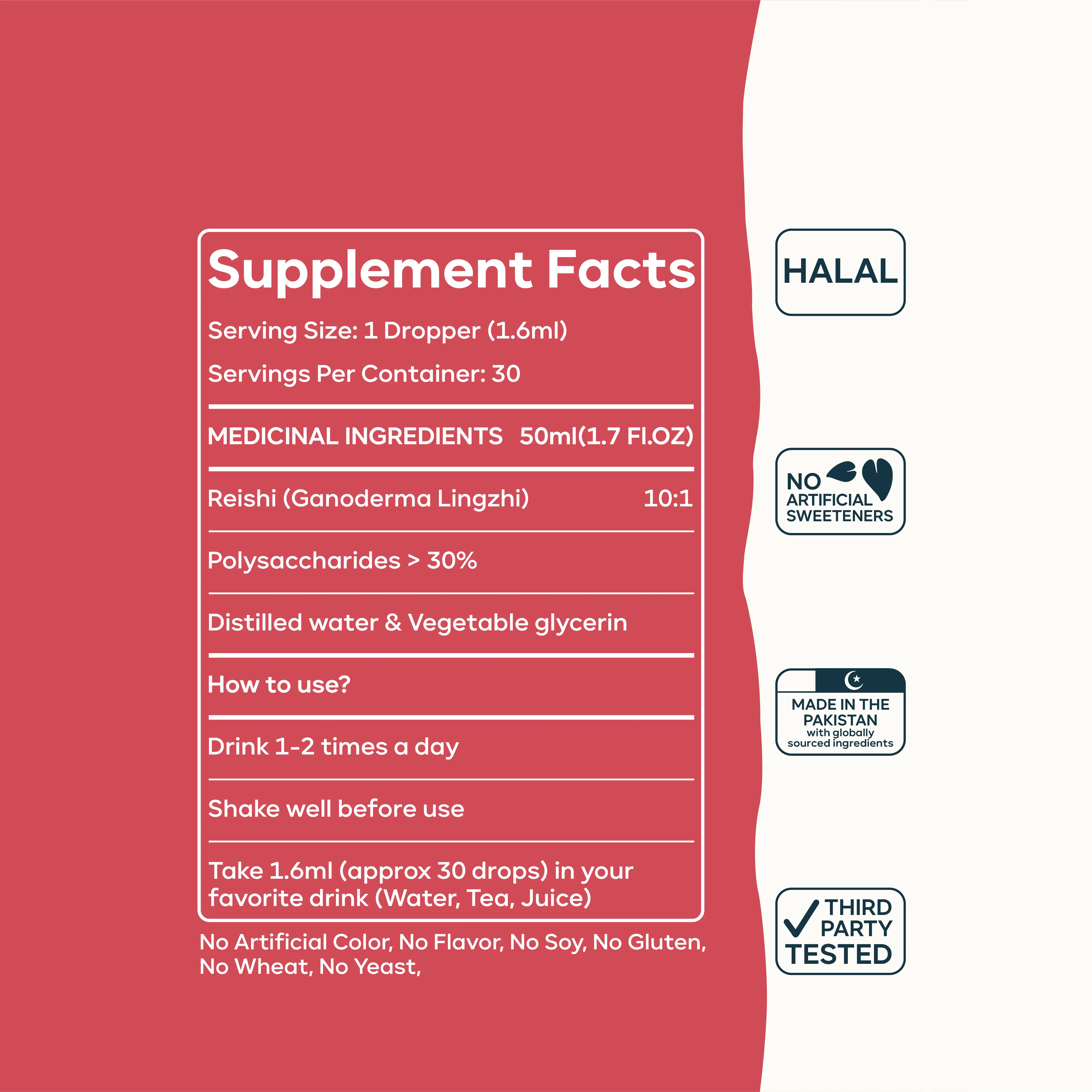 Red Reishi Extract - Tincture 50ml – Organic, Powerful Immune Support