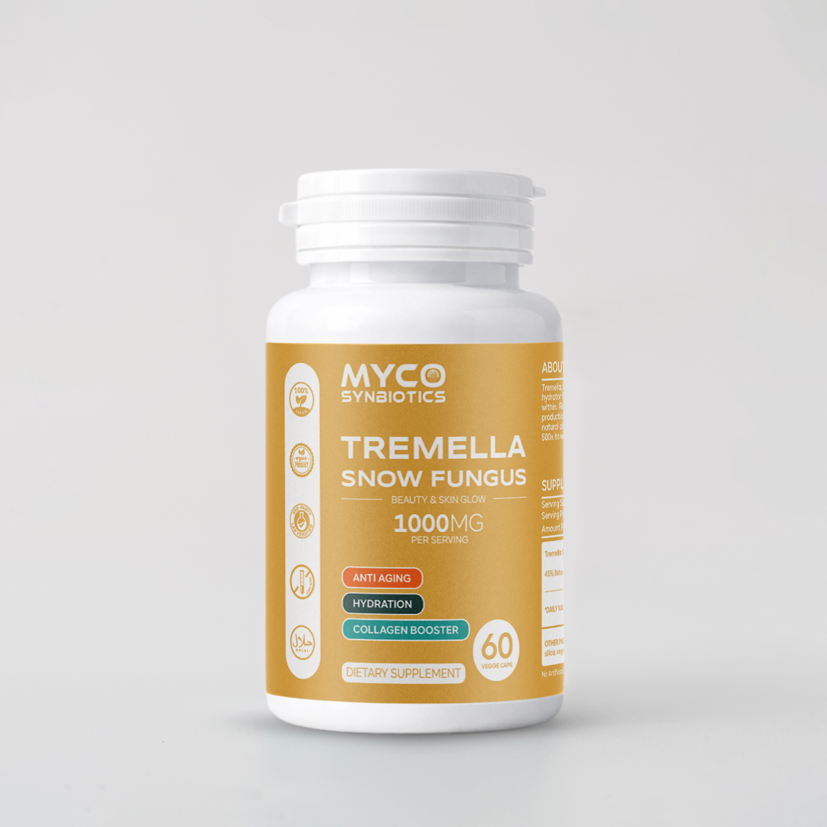 Tremella Snow Fungus Capsules | Organic Herbal Extract for Skin, Hair & Nails Support Supplement