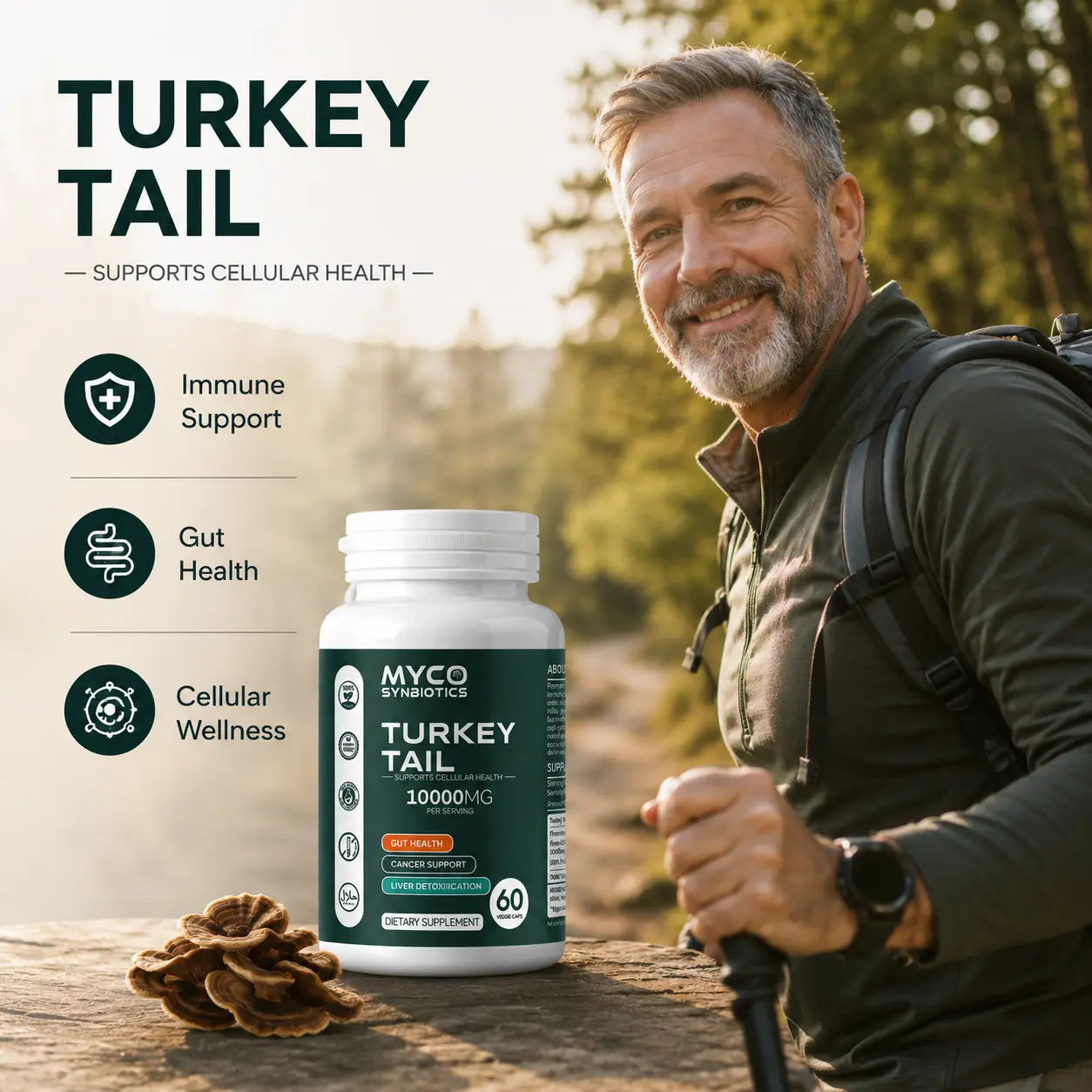 Turkey Tail Mushroom Capsules – Organic Immune Support Supplement