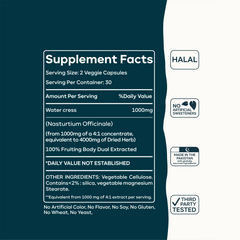 Watercress Full Spectrum Capsules | Vitamin-Dense Organic Herbal Supplement for Immune, Detox & Vitality Support