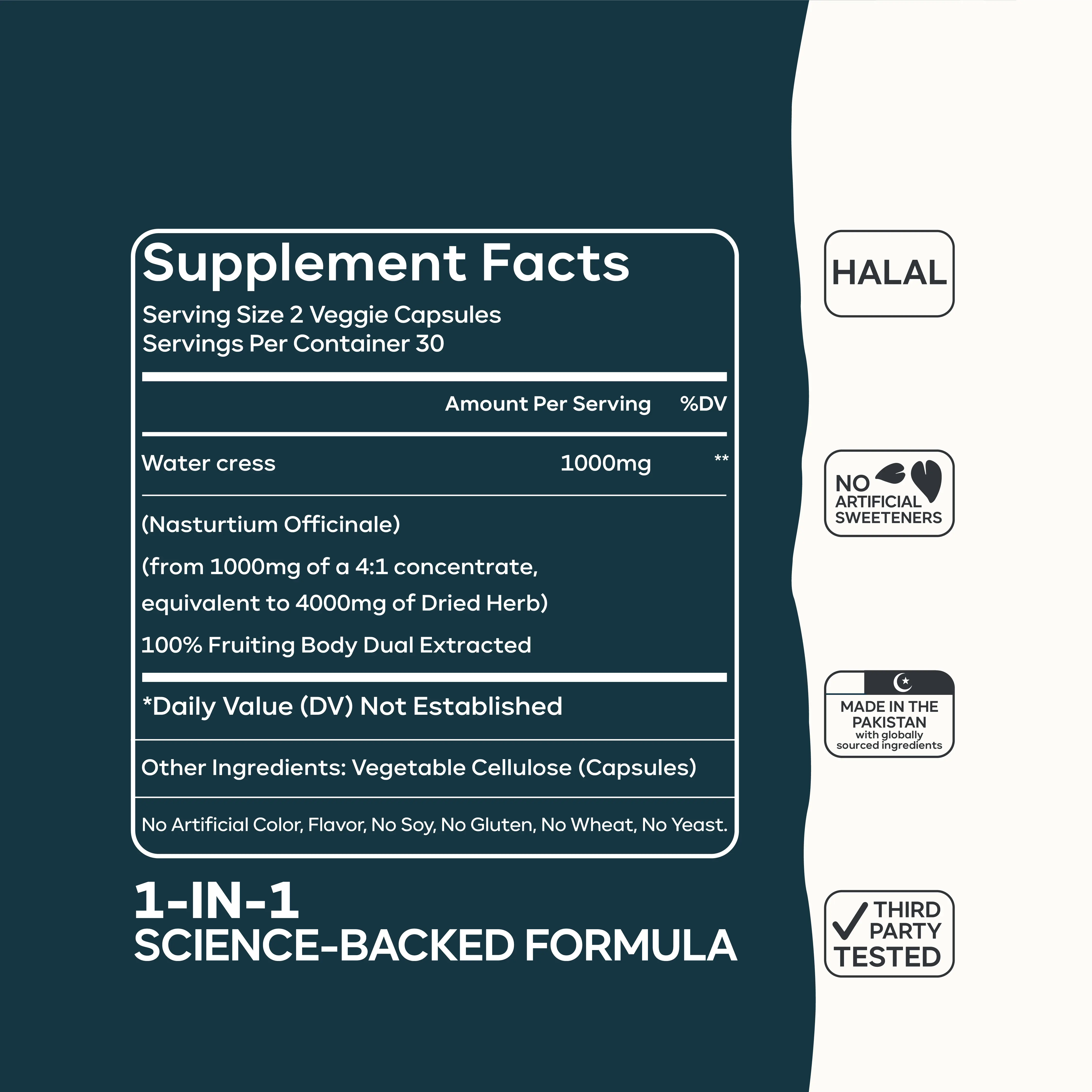Watercress Full Spectrum Capsules | Vitamin-Dense Organic Herbal Supplement for Immune, Detox & Vitality Support